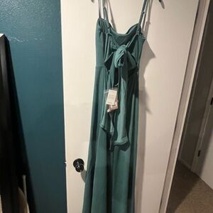 Birdy Grey Teal Maxi Dress with Bow Detail